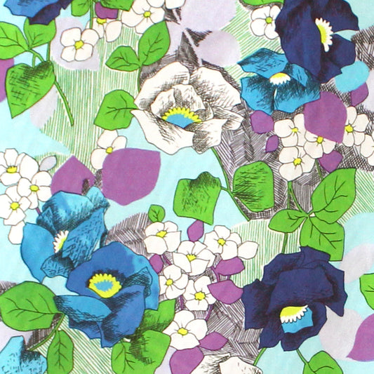 Italian 'garden journal' stretch cotton sateen