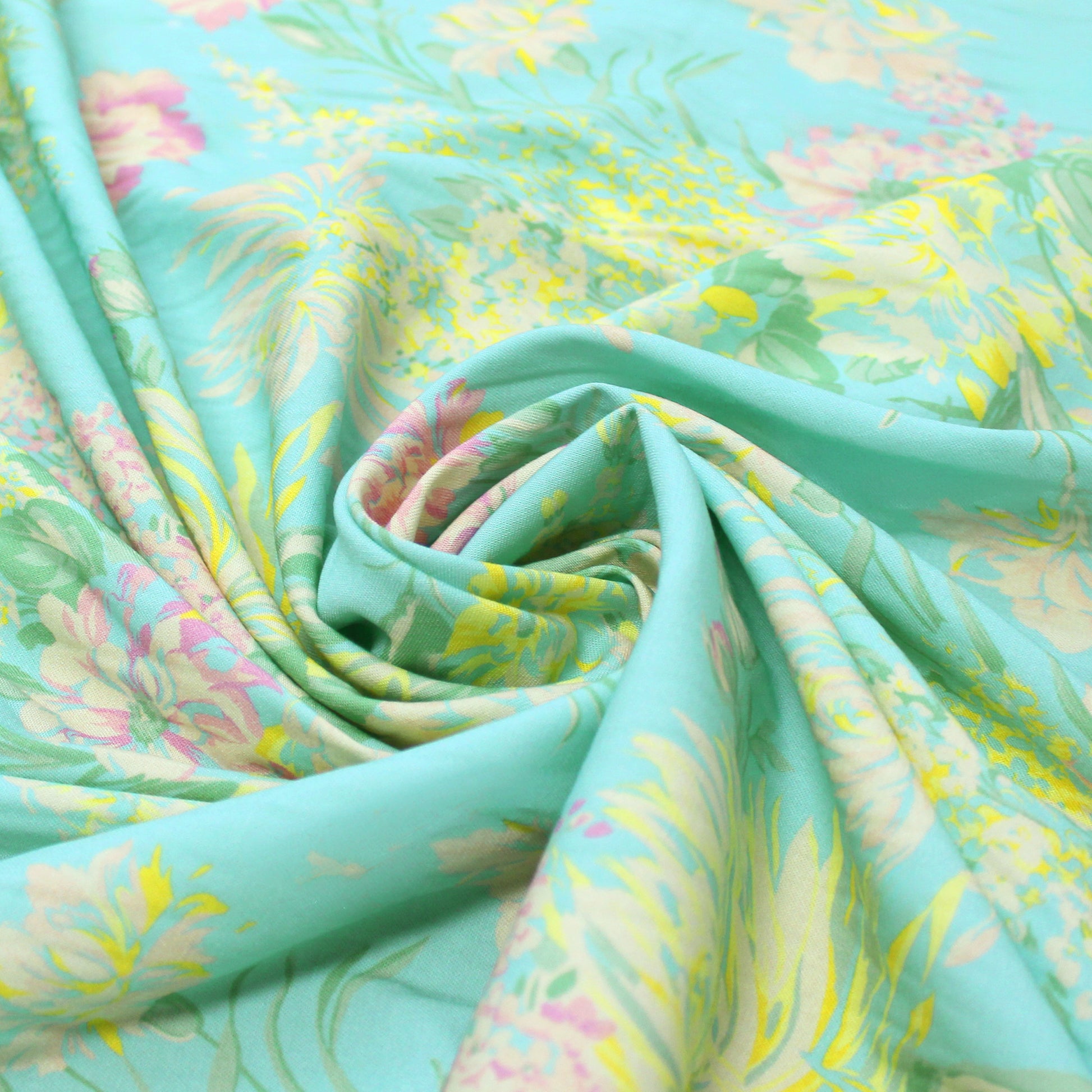 Italian 'island blooms' stretch drapey viscose twill