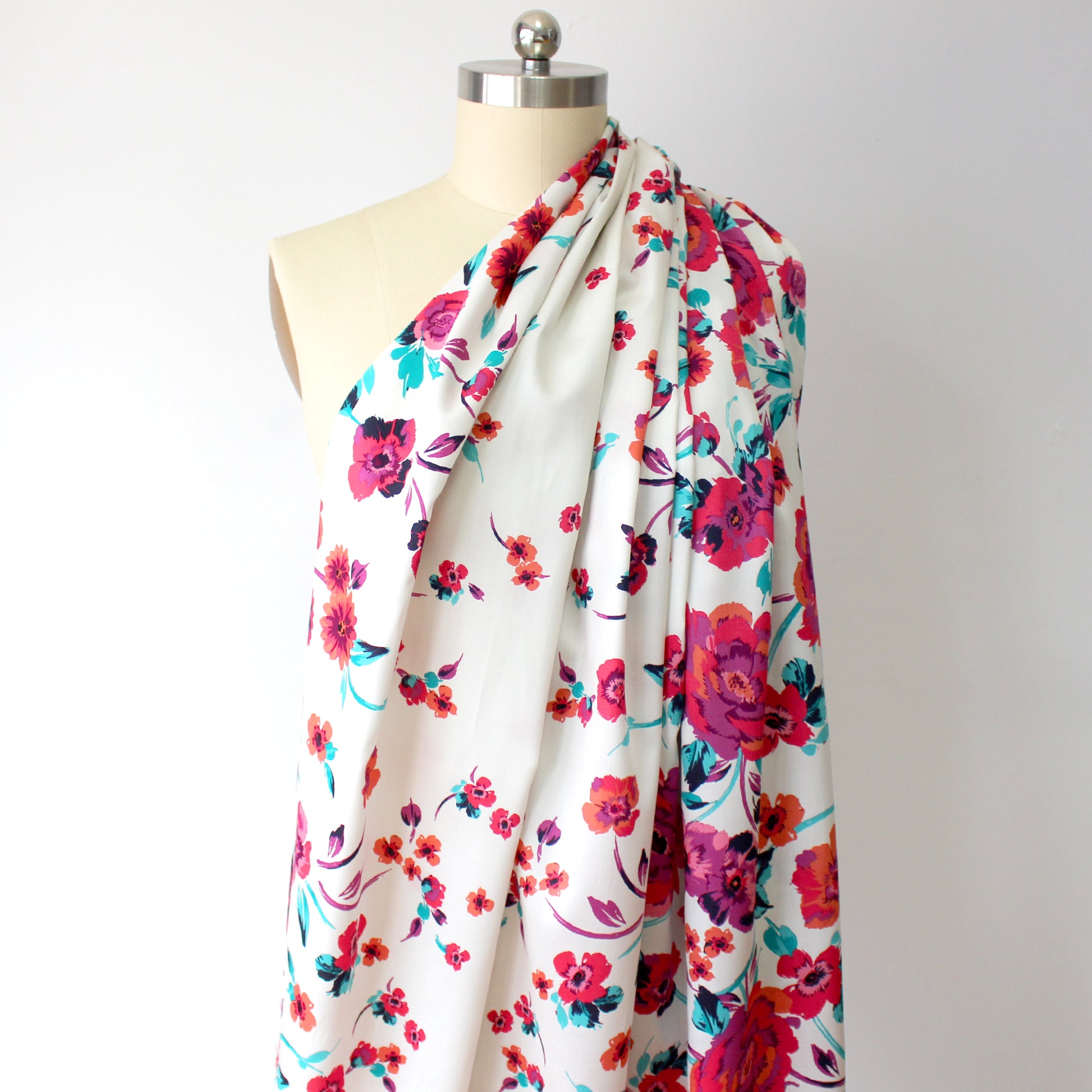 'bohemian bouquet' cotton sateen border print