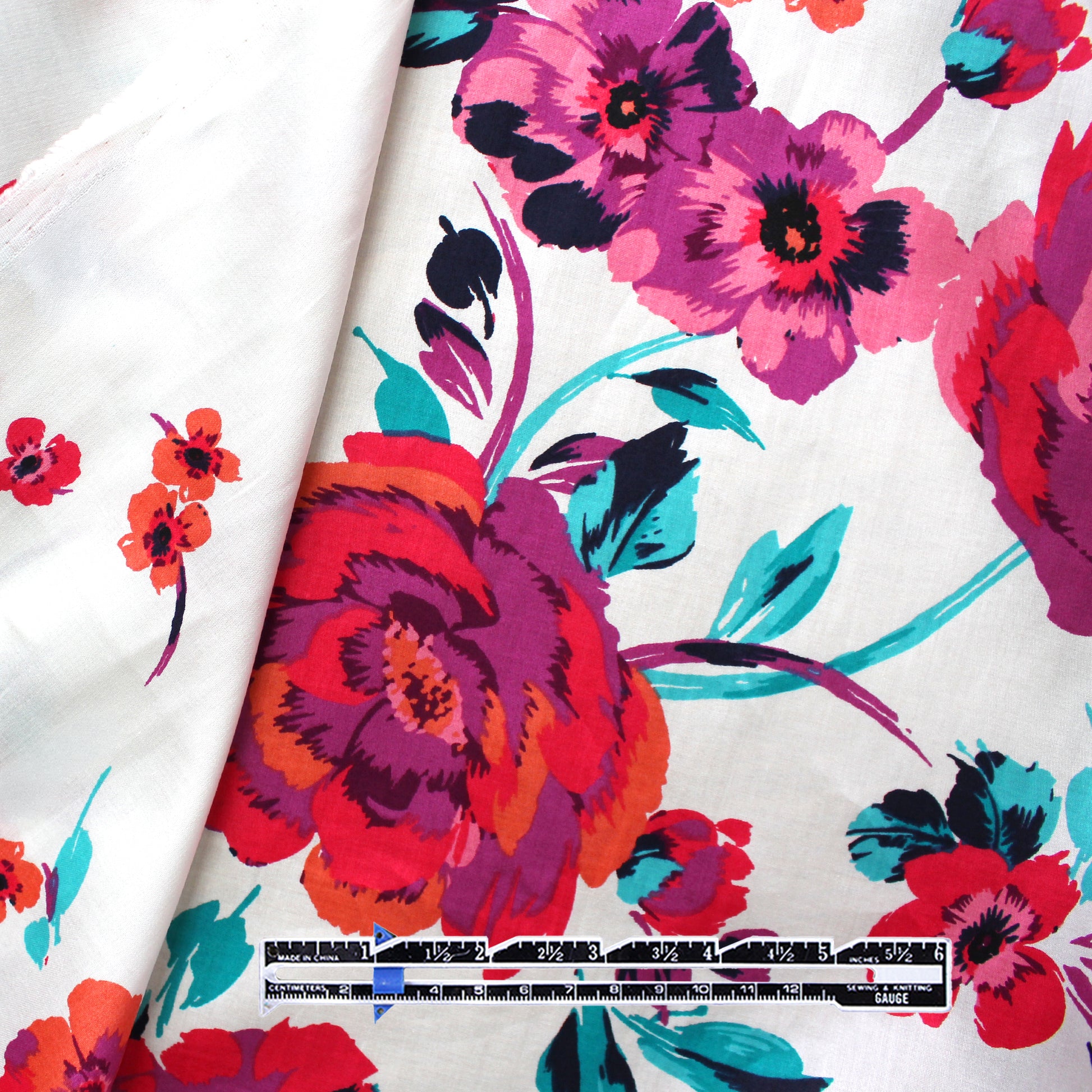 'bohemian bouquet' cotton sateen border print