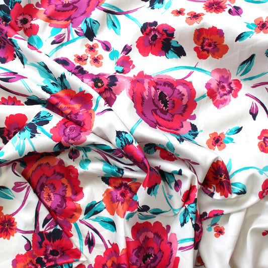 'bohemian bouquet' cotton sateen border print