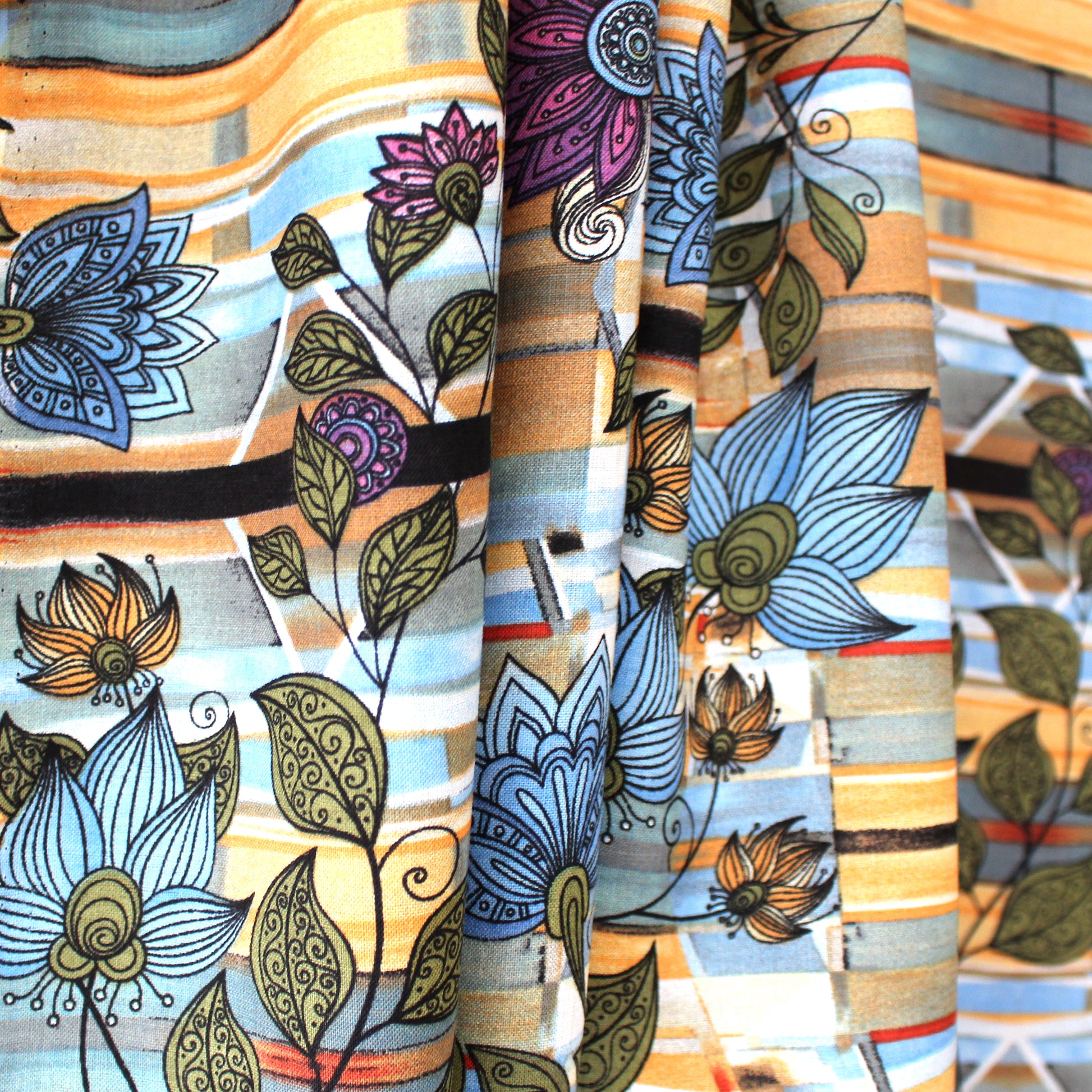 deadstock 'floral mythology' dressweight linen woven