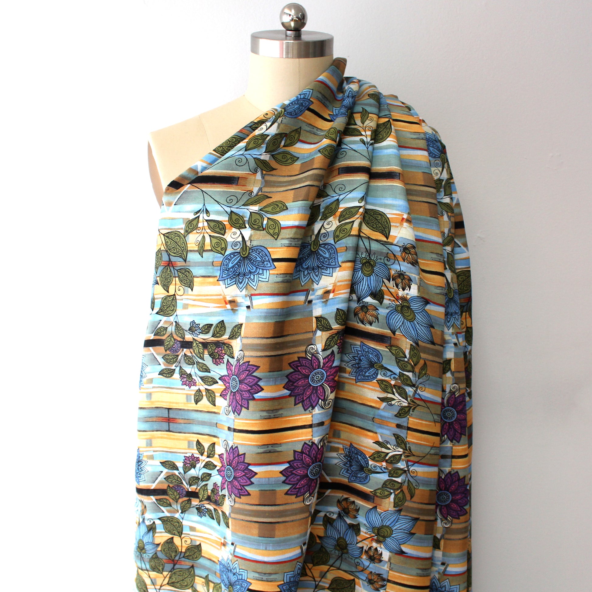 deadstock 'floral mythology' dressweight linen woven