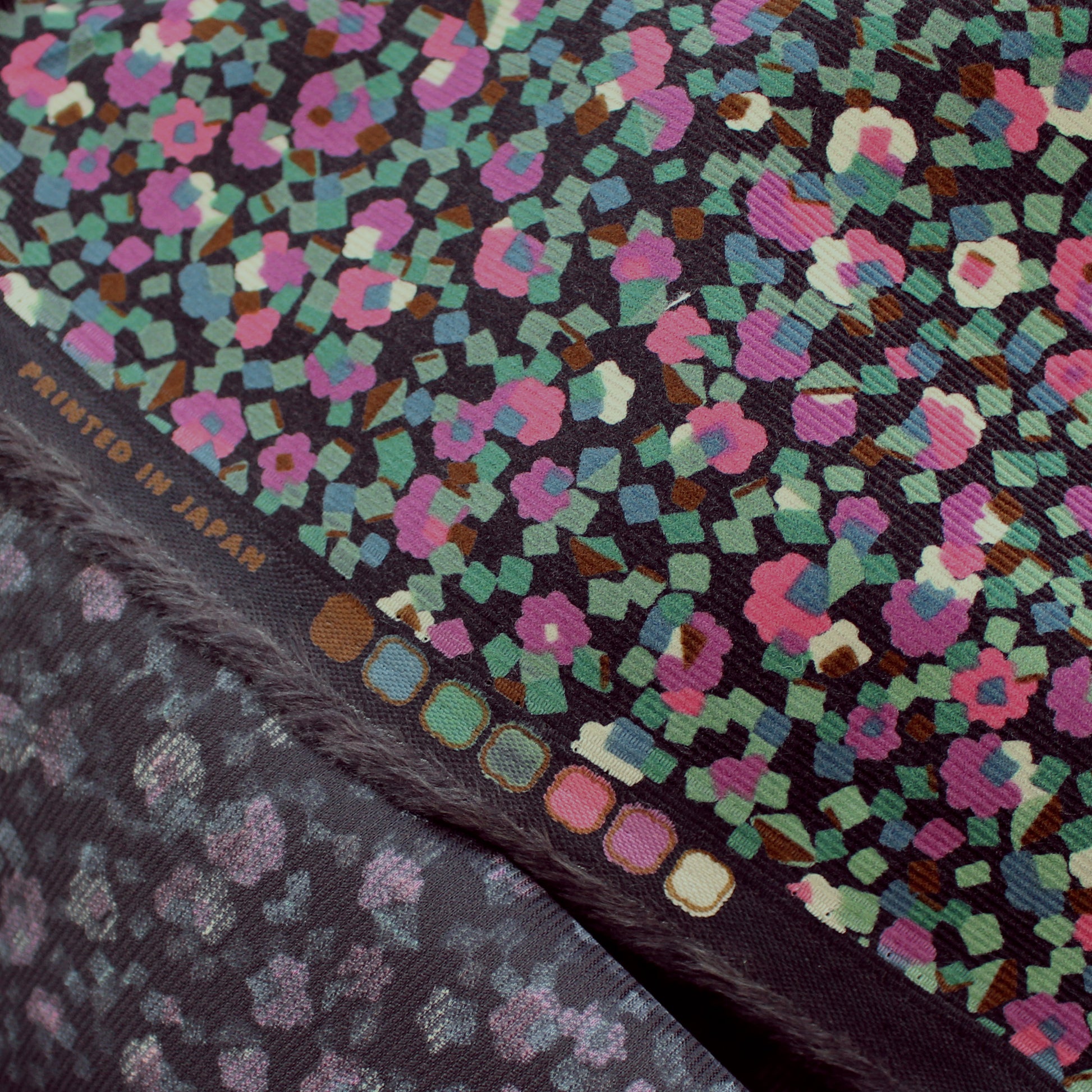 Japanese 'babywale' graphic floral cotton corduroy - pink/sage