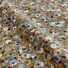 Japanese 'babywale' graphic floral cotton corduroy - mocha/blue