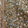Japanese 'babywale' graphic floral cotton corduroy - mocha/blue