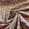 Japanese 'babywale' graphic floral cotton corduroy - mocha/blue