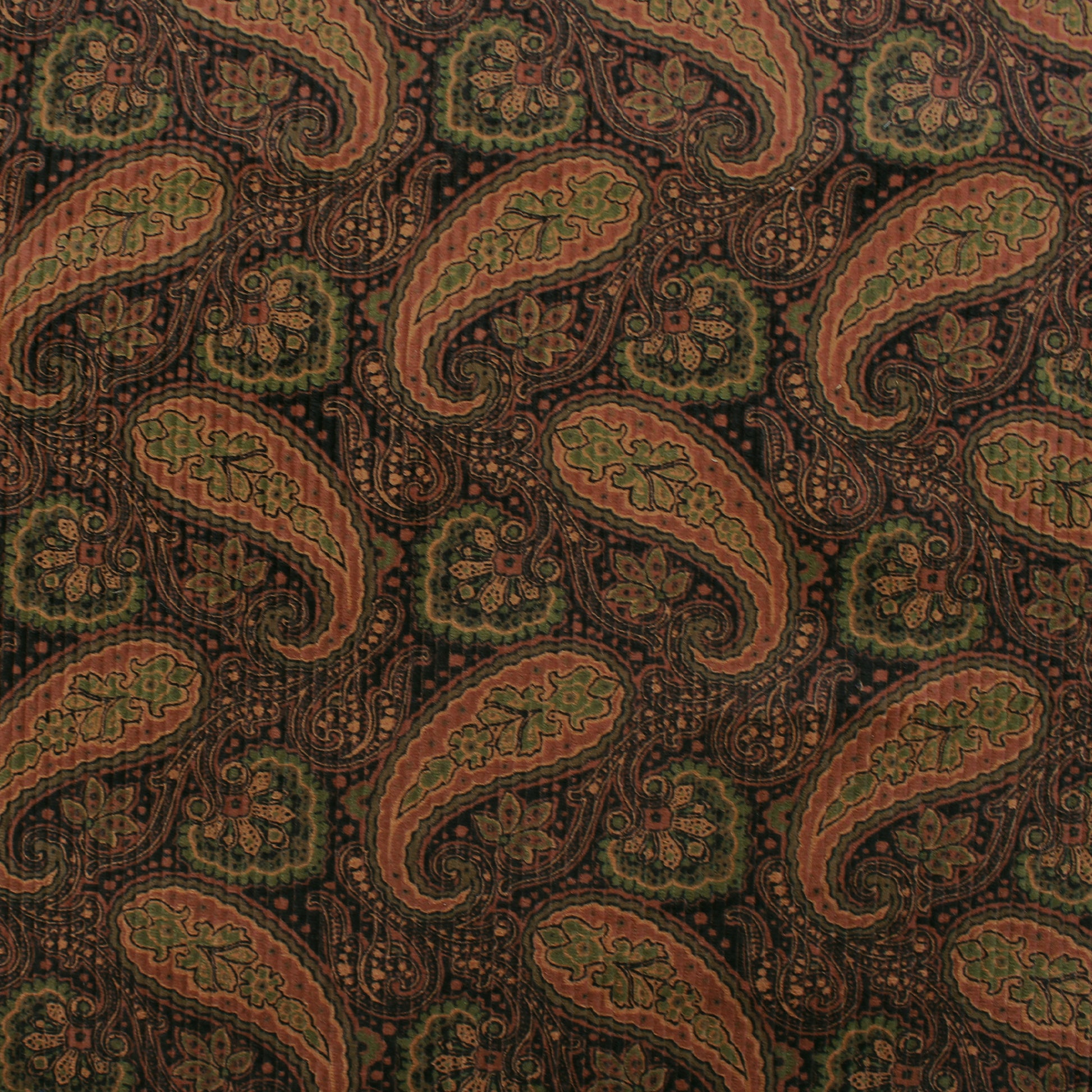 Japanese 'wide wale' paisley stretch cotton corduroy - espresso