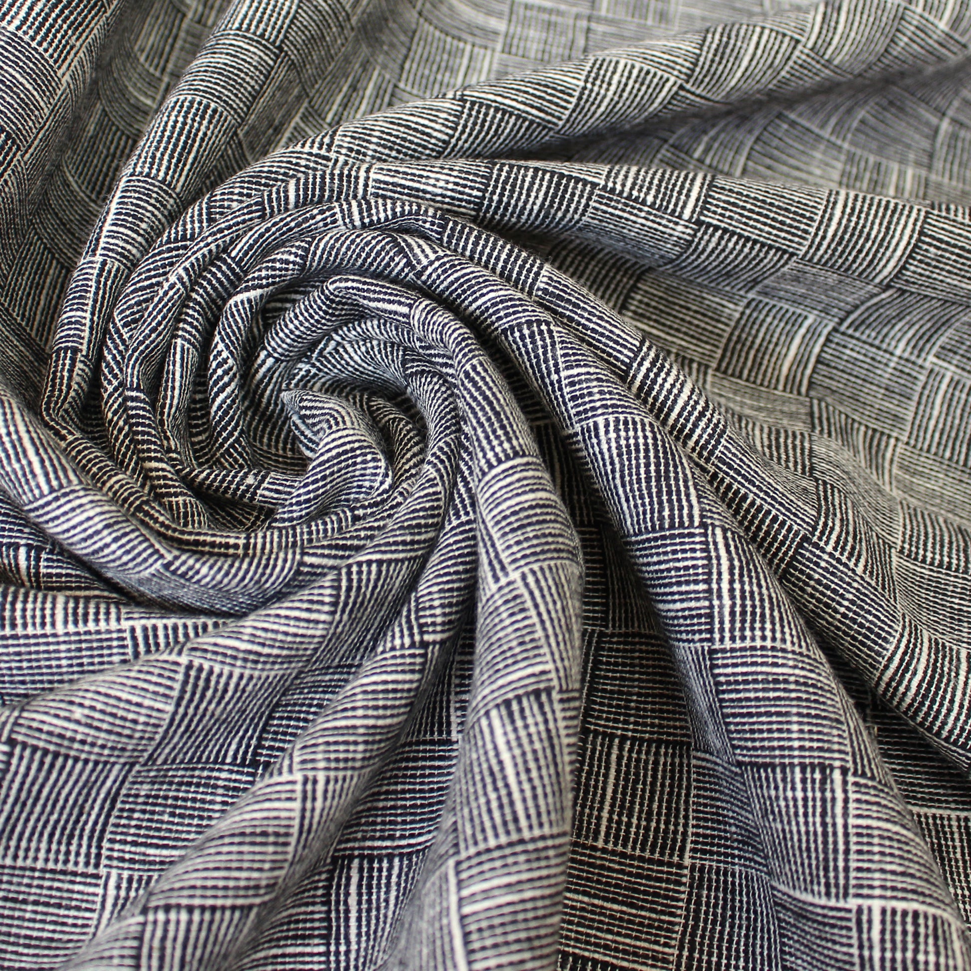 Italian 'line block' wool/cotton basketweave, Oeko-Tex cert.