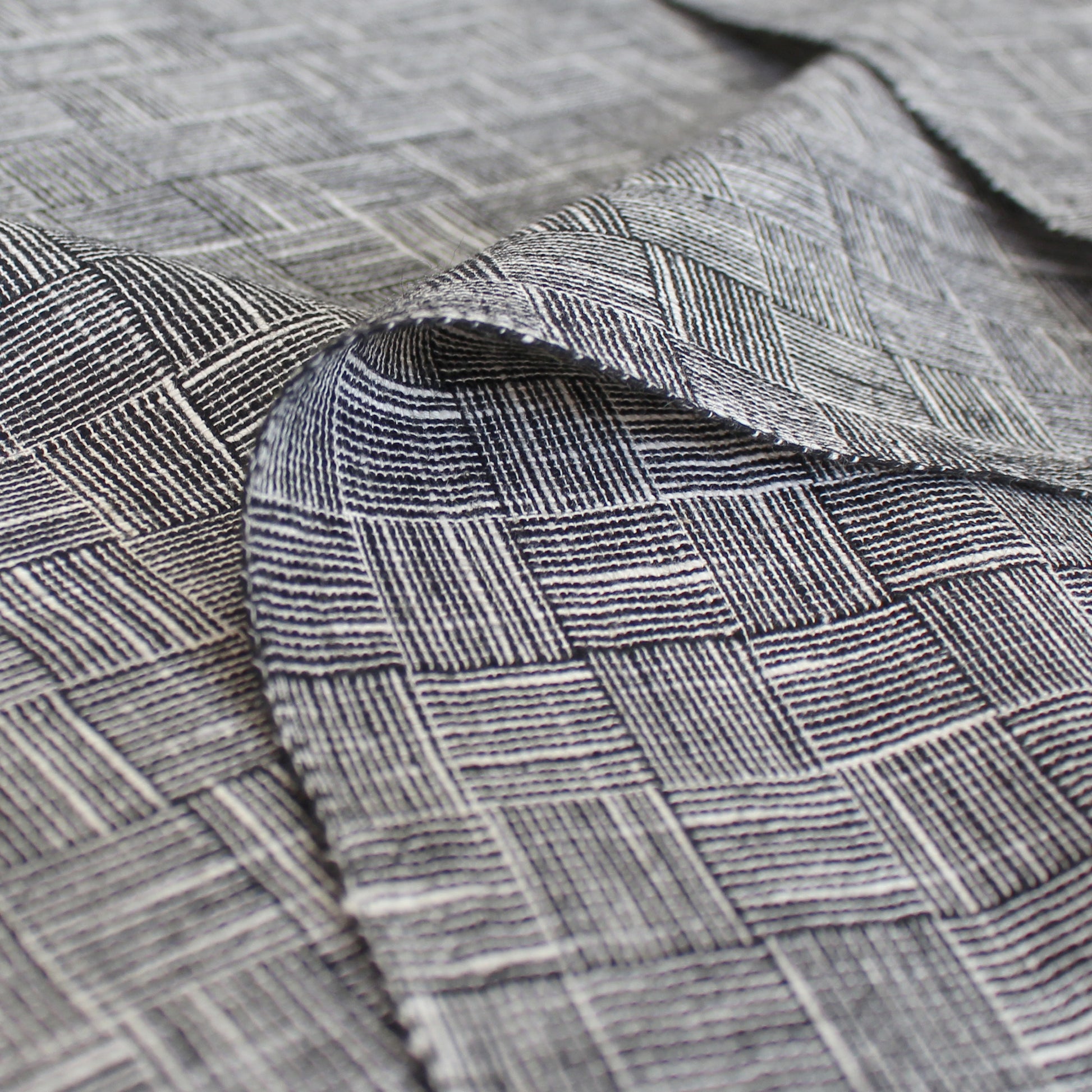 Italian 'line block' wool/cotton basketweave, Oeko-Tex cert.
