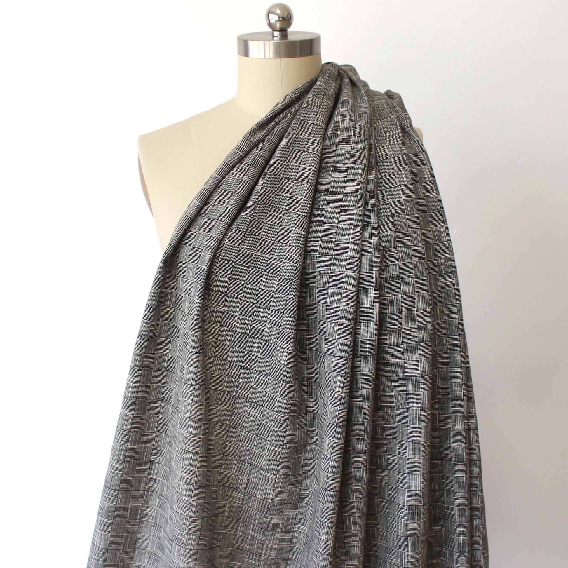 Italian 'line block' wool/cotton basketweave, Oeko-Tex cert.
