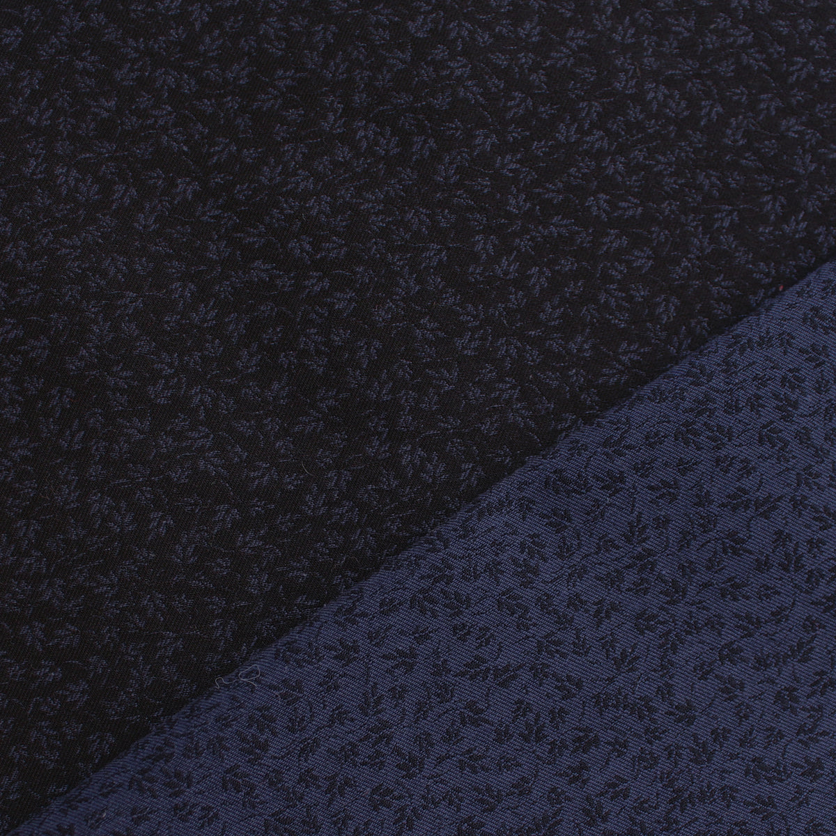 wool/cotton reversible jacquard woven 'blue leaf', Oeko-Tex cert.