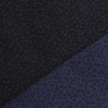 wool/cotton reversible jacquard woven 'blue leaf', Oeko-Tex cert.