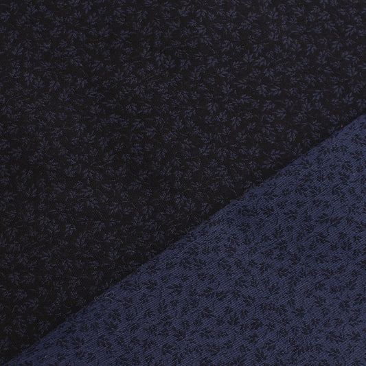 wool/cotton reversible jacquard woven 'blue leaf', Oeko-Tex cert.