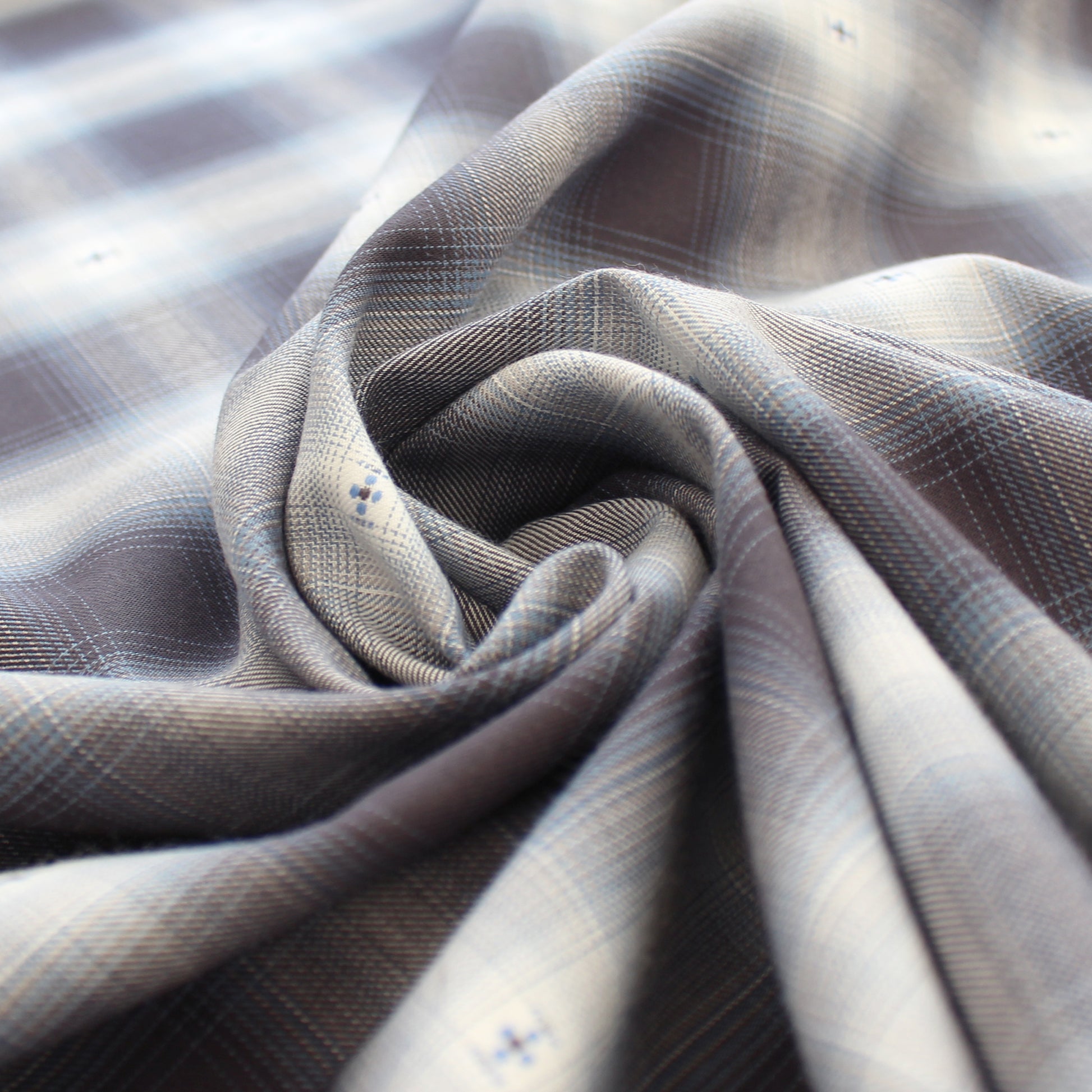 Italian 'Douglas' plaid fil coupé cotton twill, Oeko-Tex cert.