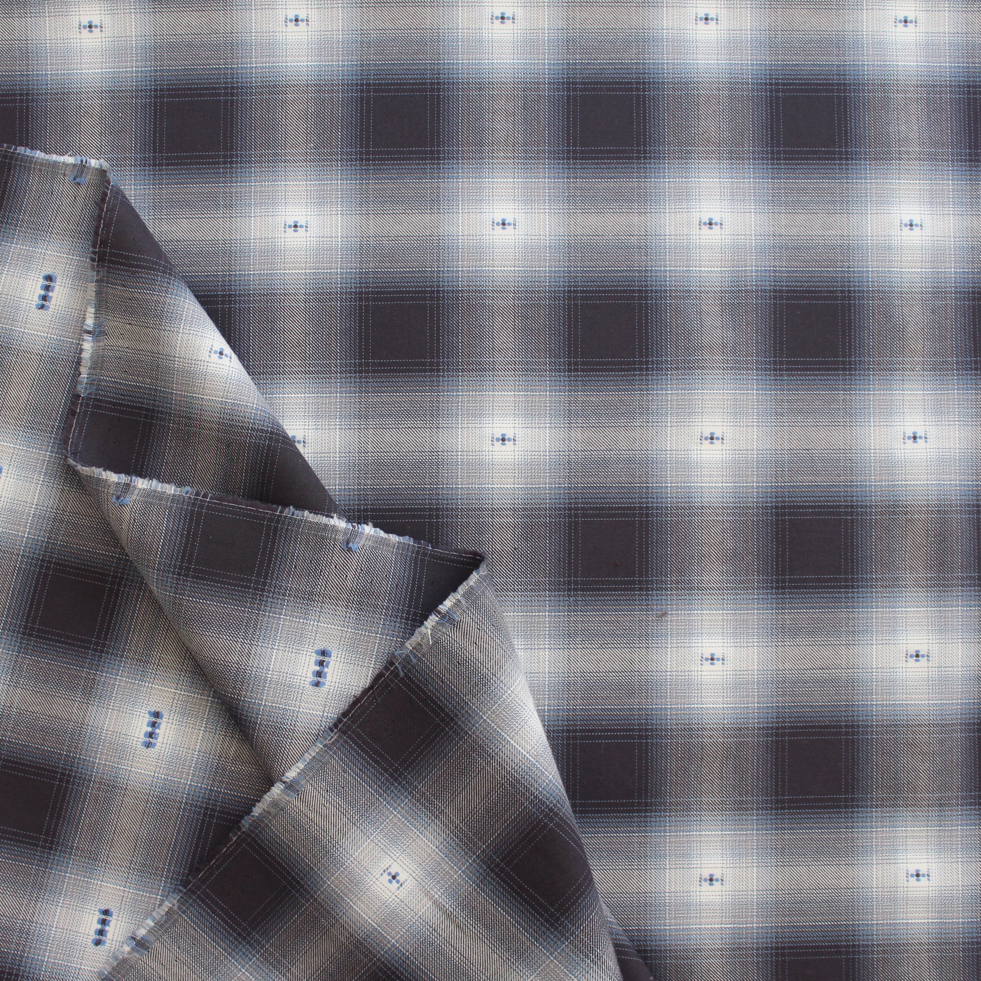 Italian 'Douglas' plaid fil coupé cotton twill, Oeko-Tex cert.