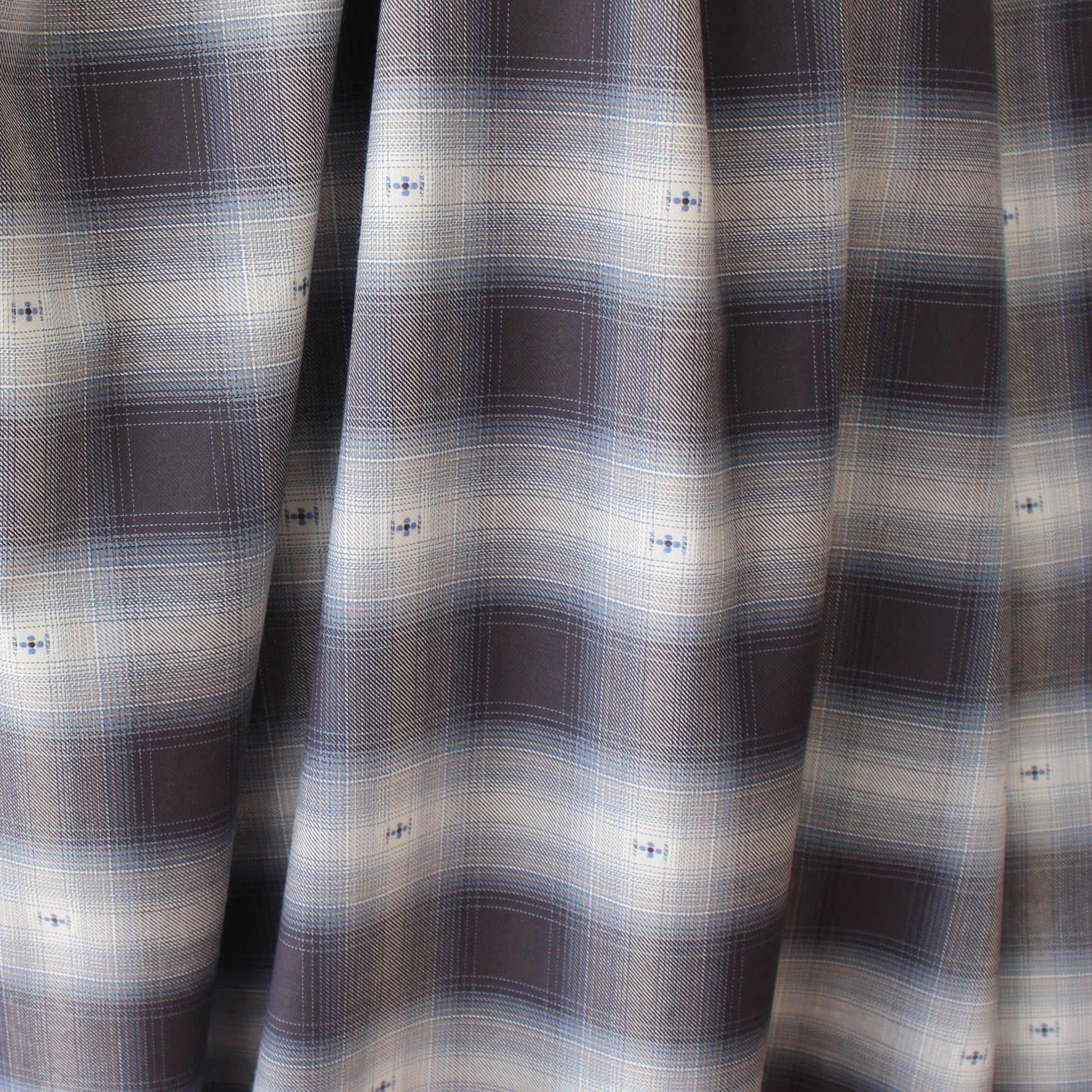 Italian 'Douglas' plaid fil coupé cotton twill, Oeko-Tex cert.