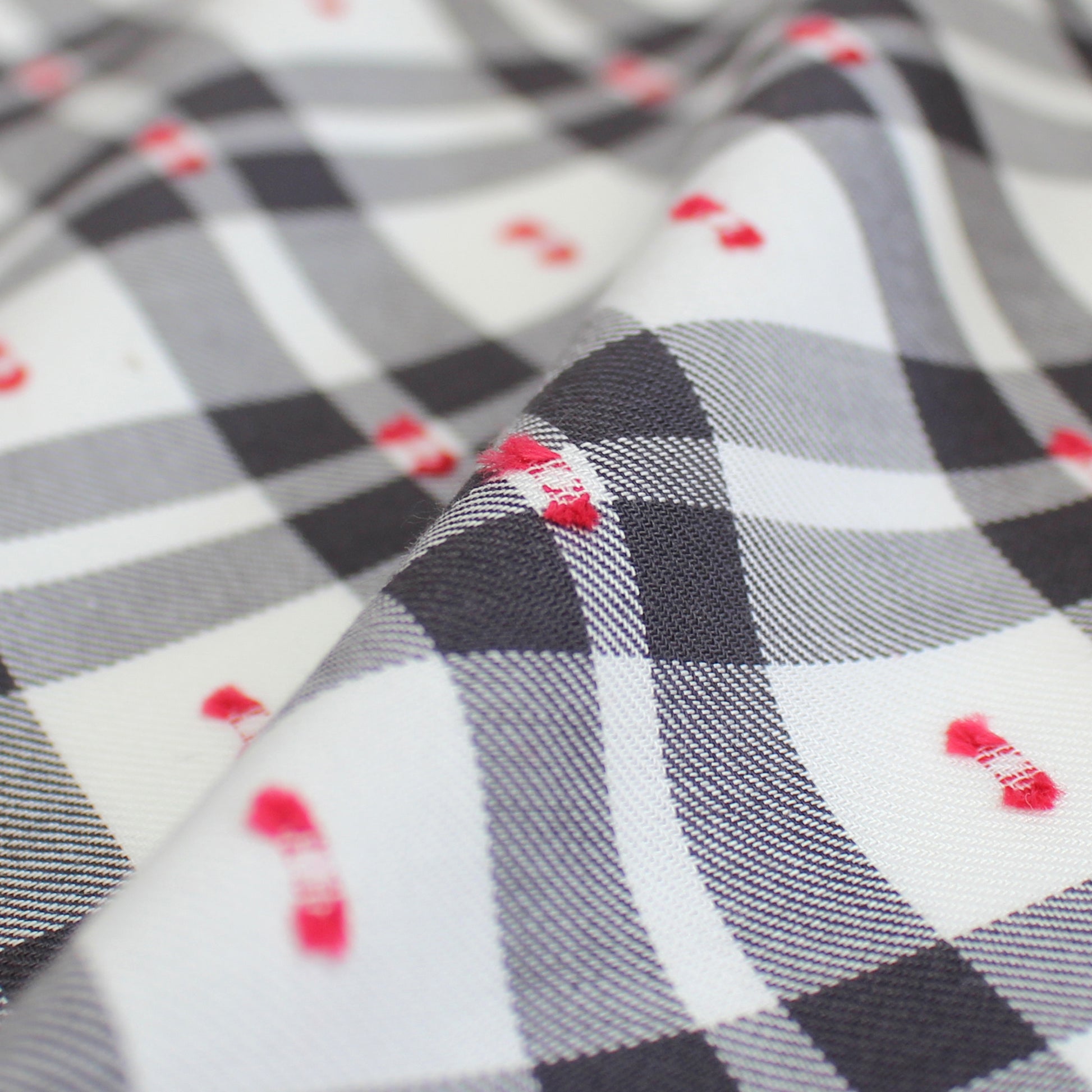 Italian 'Hepburn' plaid fil coupé cotton twill, Oeko-Tex cert.