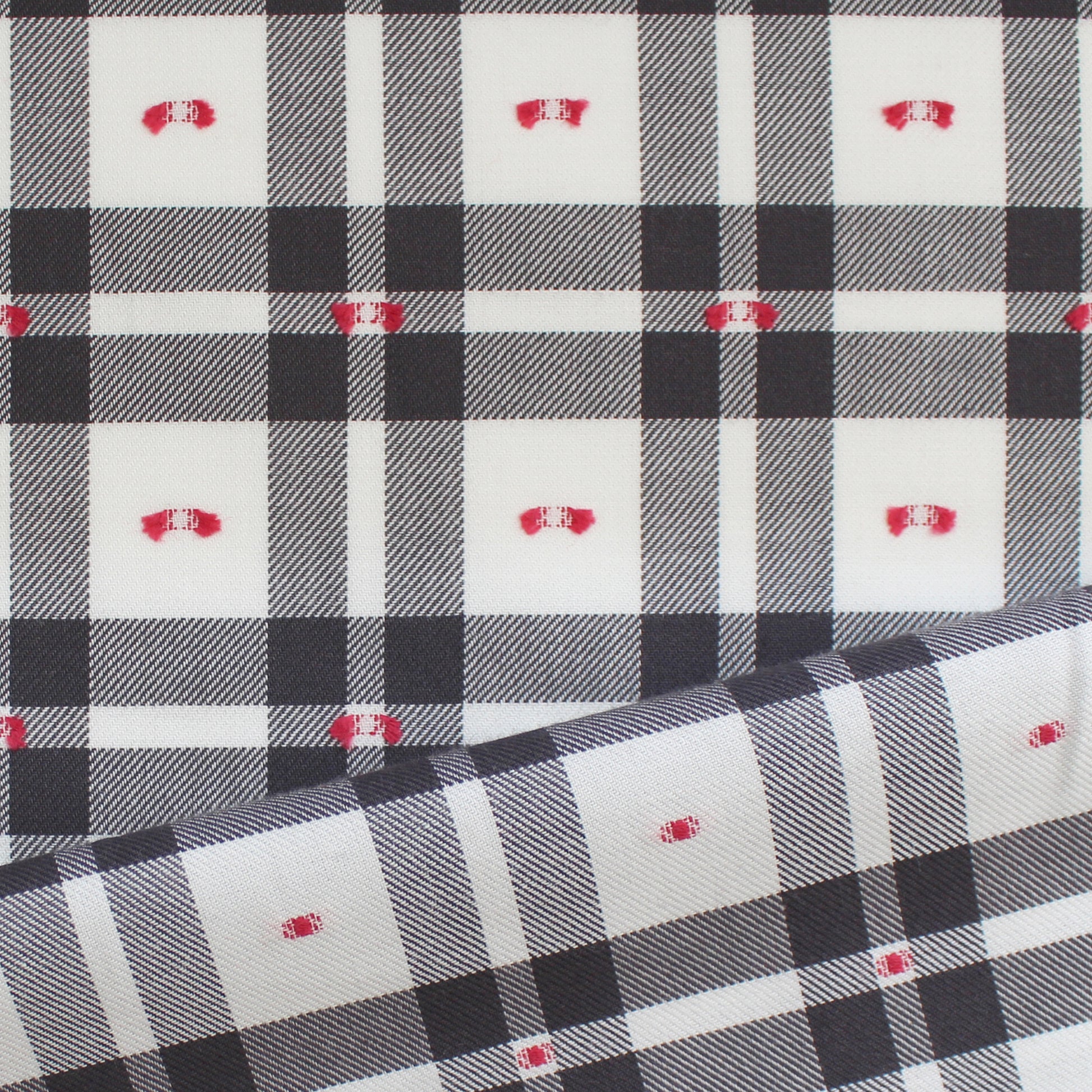 Italian 'Hepburn' plaid fil coupé cotton twill, Oeko-Tex cert.