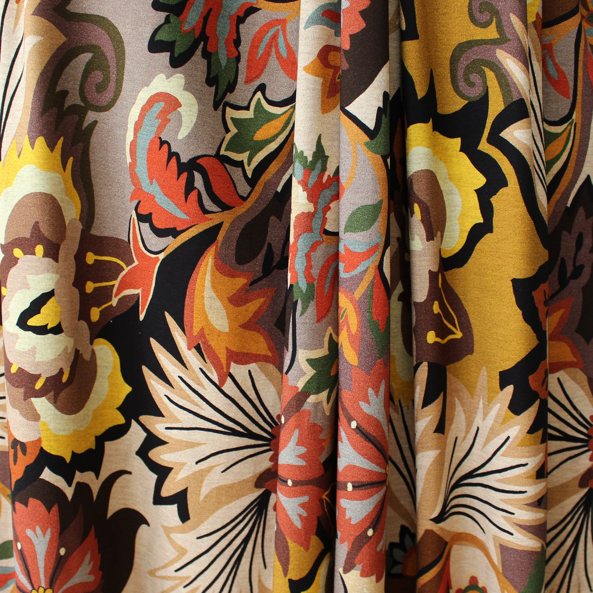 Italian 'floral mood' viscose knit - terracotta