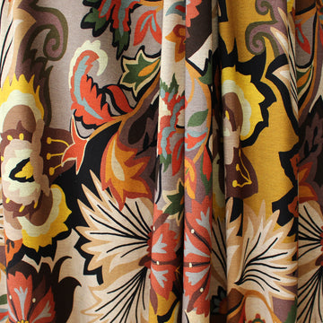 Italian 'floral mood' viscose knit - terracotta
