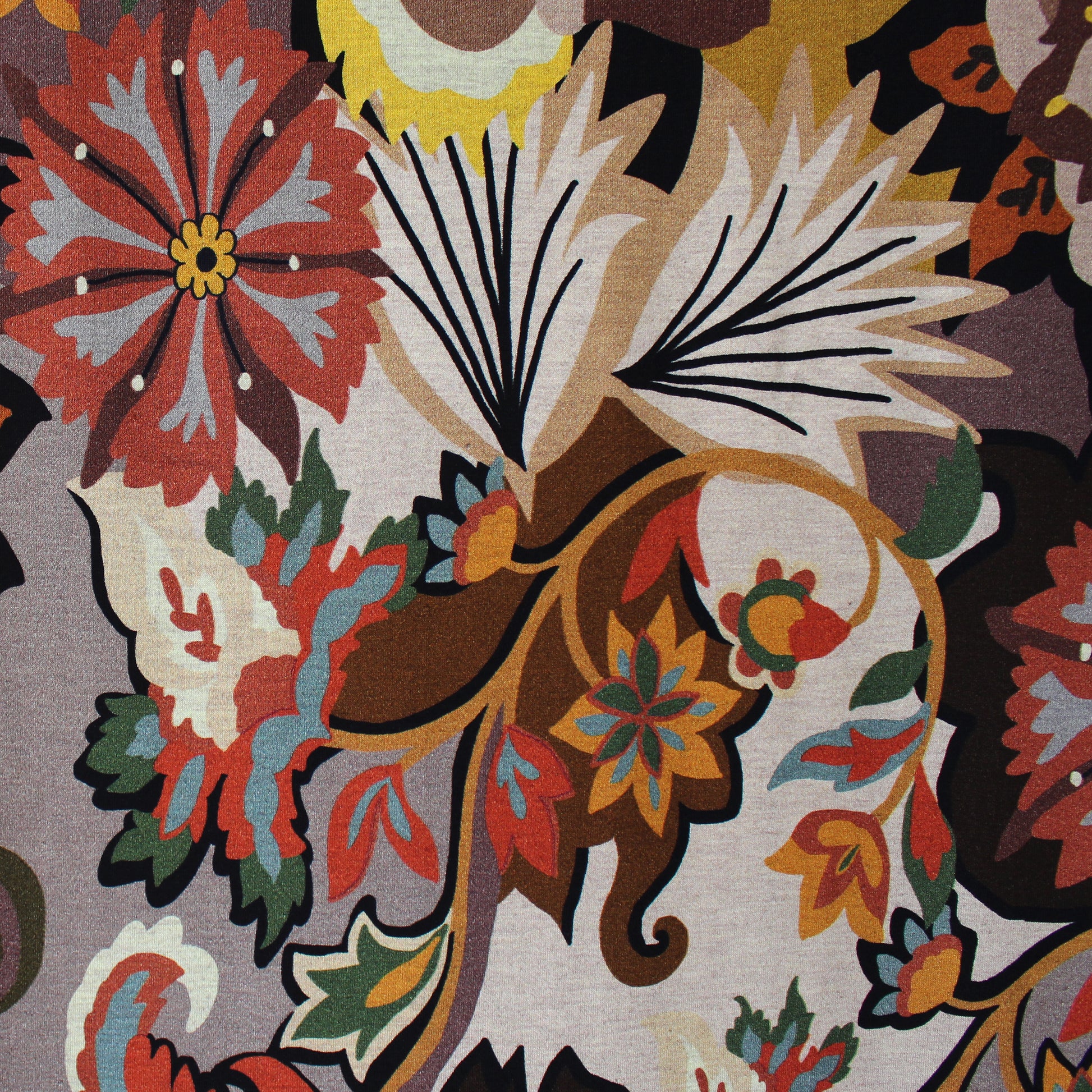Italian 'floral mood' viscose knit - terracotta