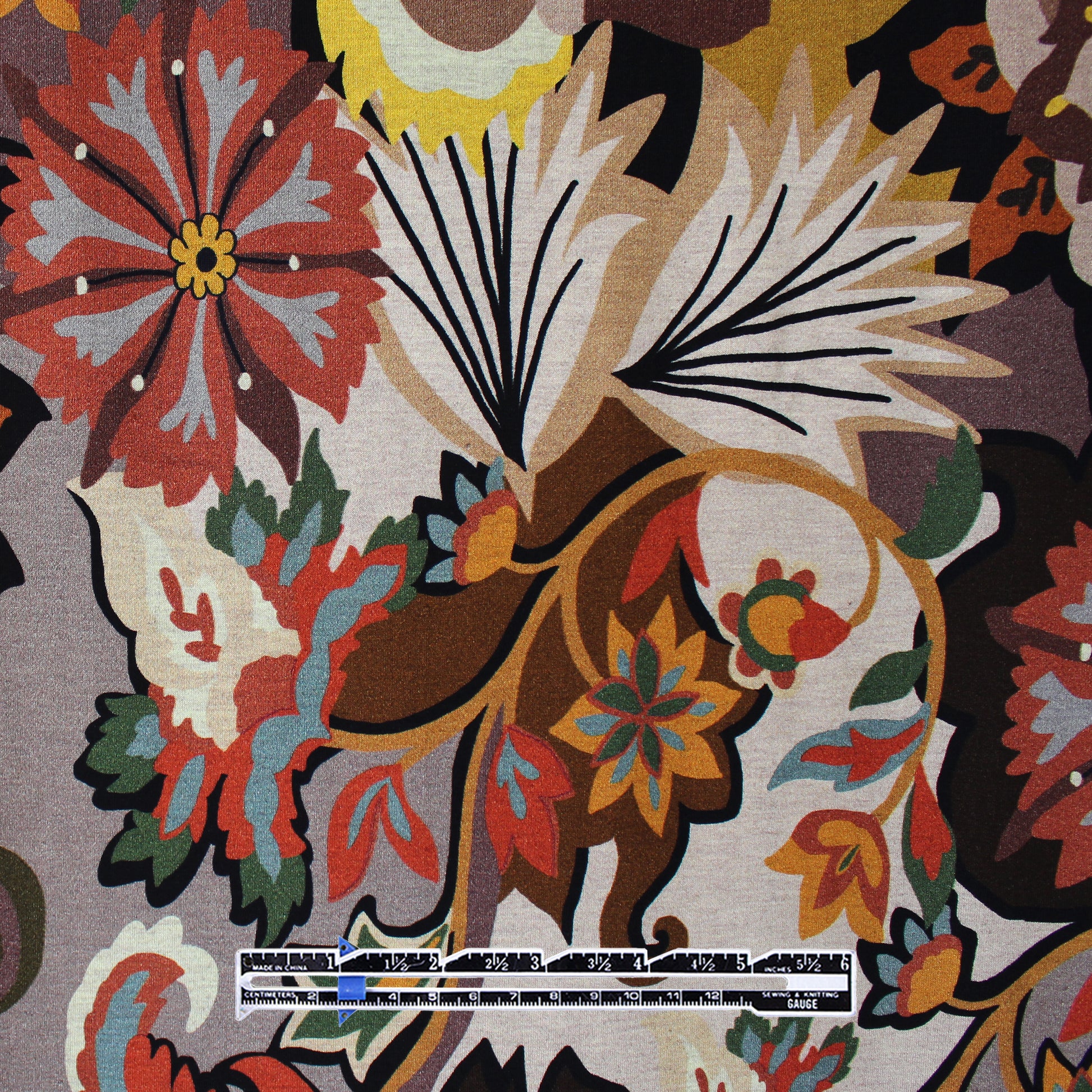 Italian 'floral mood' viscose knit - terracotta