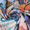 Italian 'floral mood' viscose knit - blue