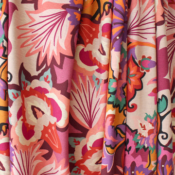 Italian 'floral mood' viscose knit - rose