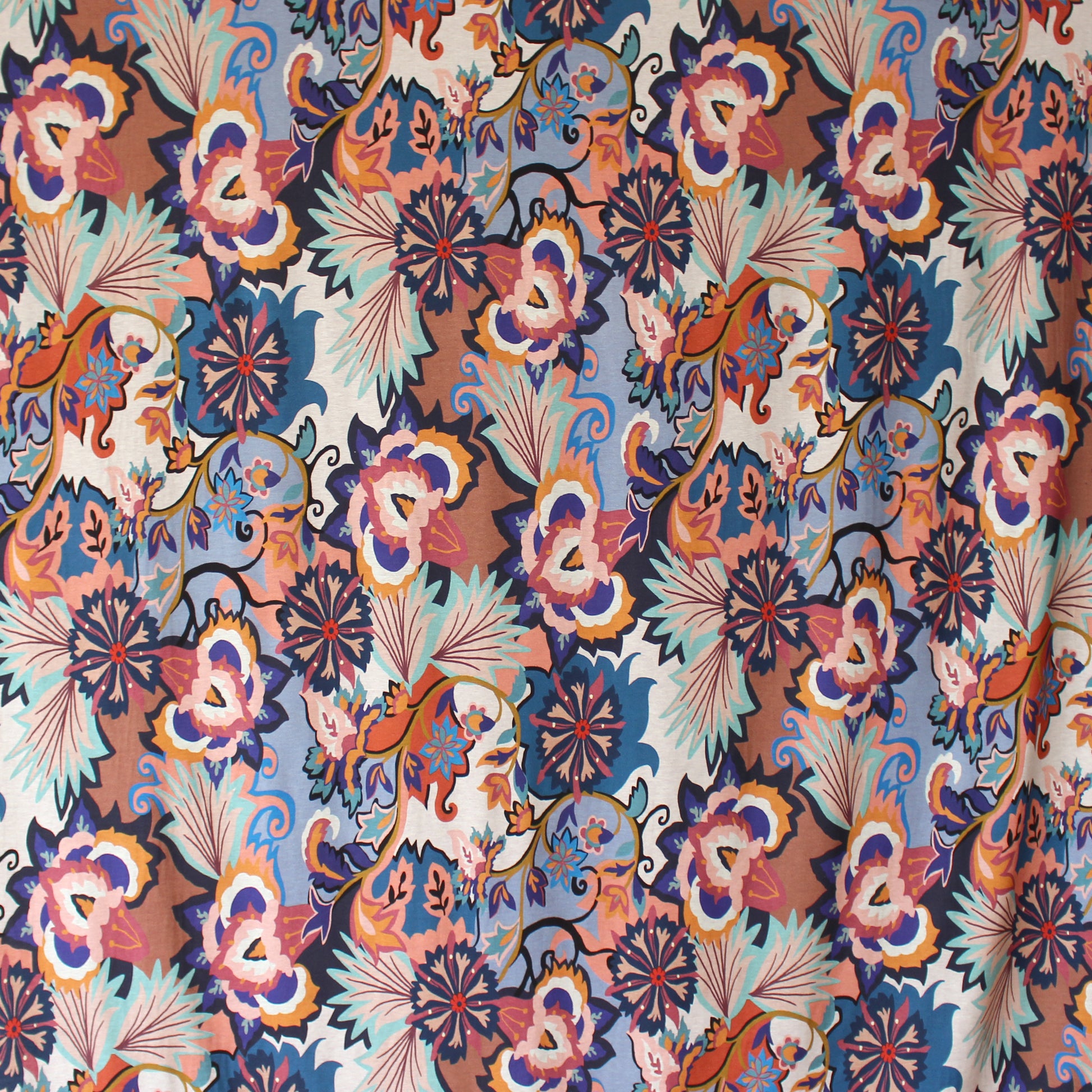 Italian 'floral mood' viscose knit - blue