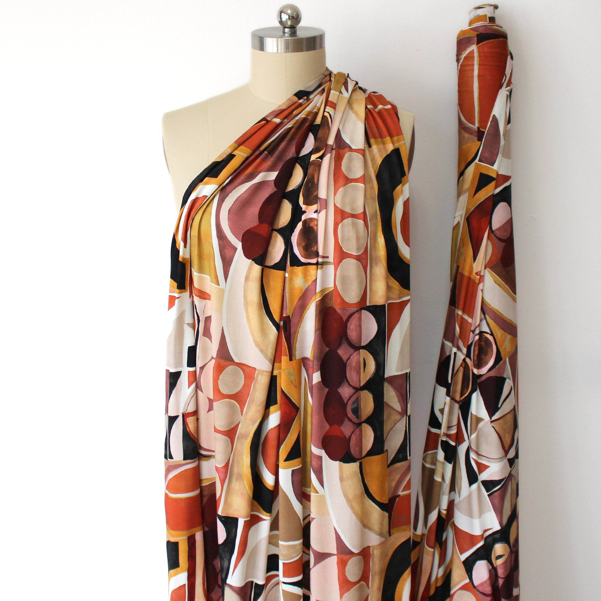 Italian 'abstract autumn' viscose knit