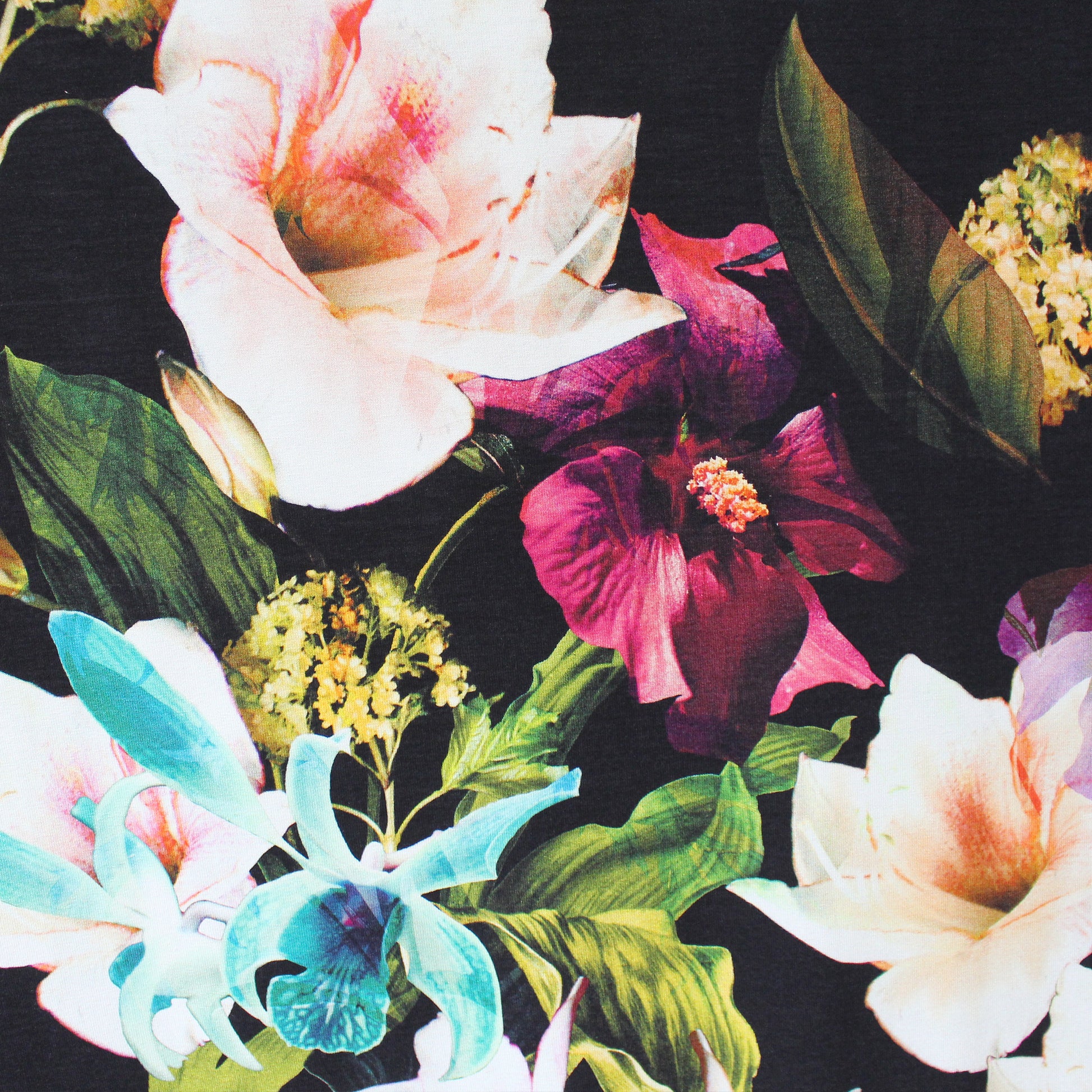 Italian 'floral spotlight' viscose knit