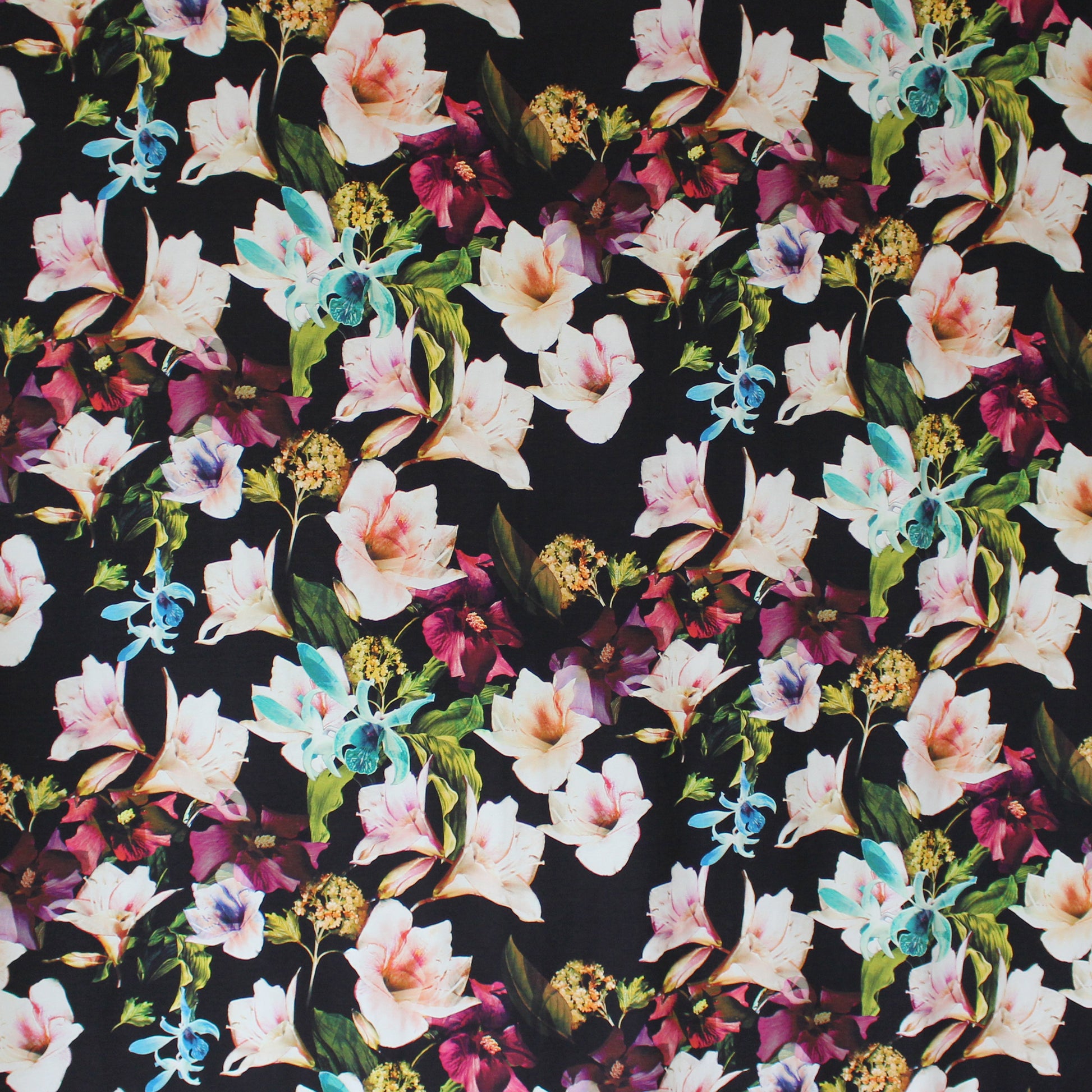 Italian 'floral spotlight' viscose knit