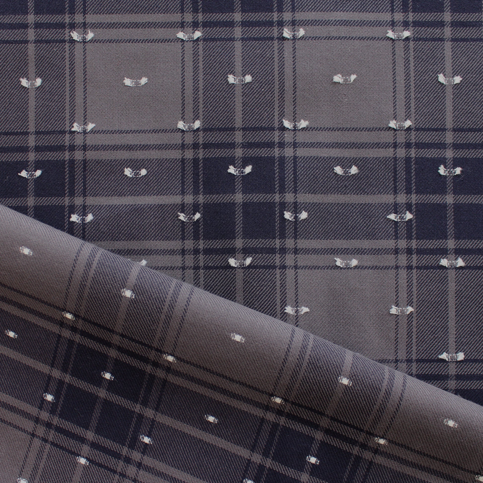 Italian 'Bacall' plaid fil coupé cotton twill, Oeko-Tex cert.