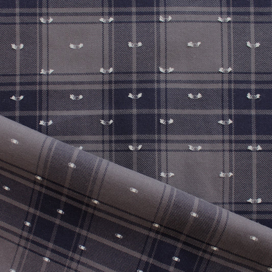 Italian 'Bacall' plaid fil coupé cotton twill, Oeko-Tex cert.