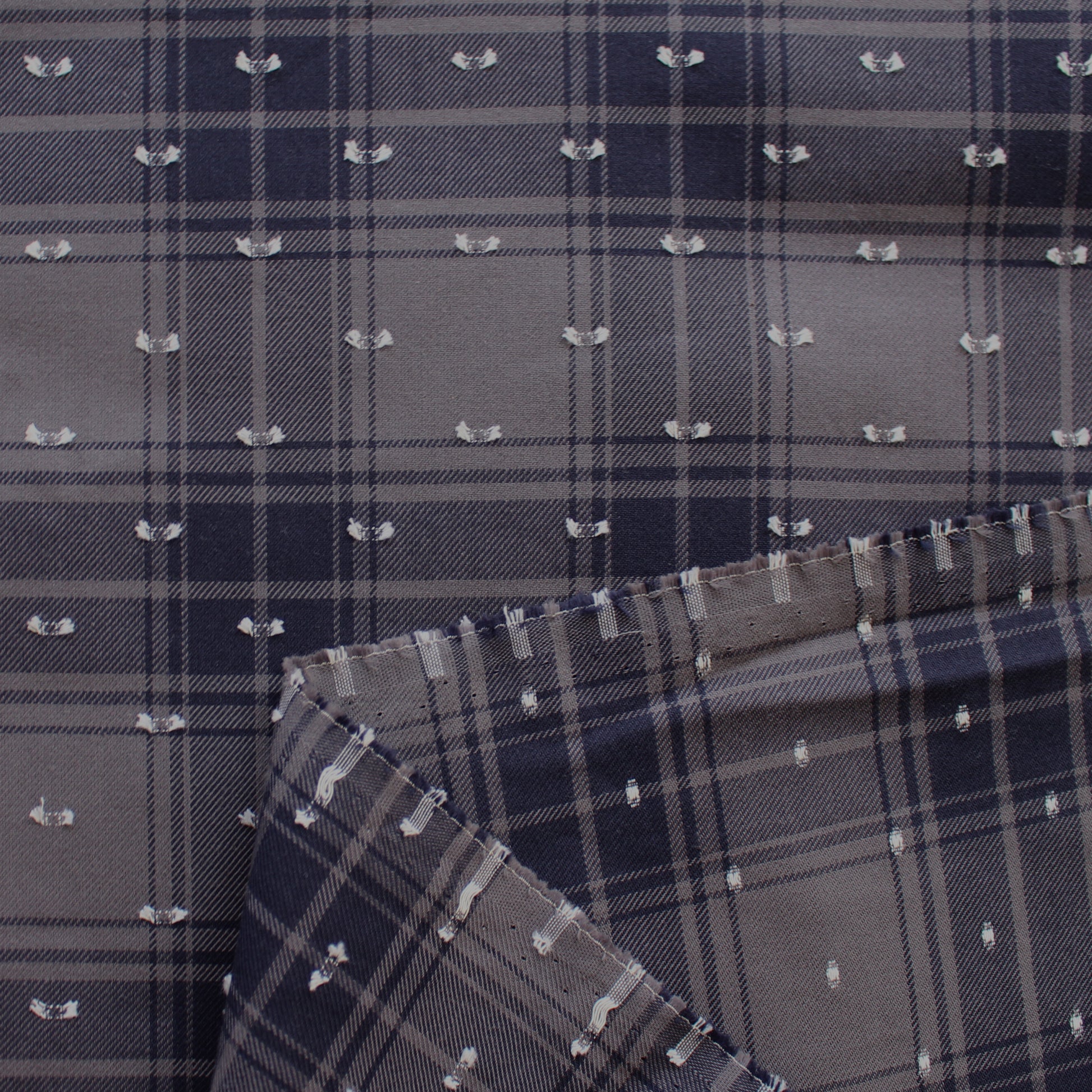 Italian 'Bacall' plaid fil coupé cotton twill, Oeko-Tex cert.