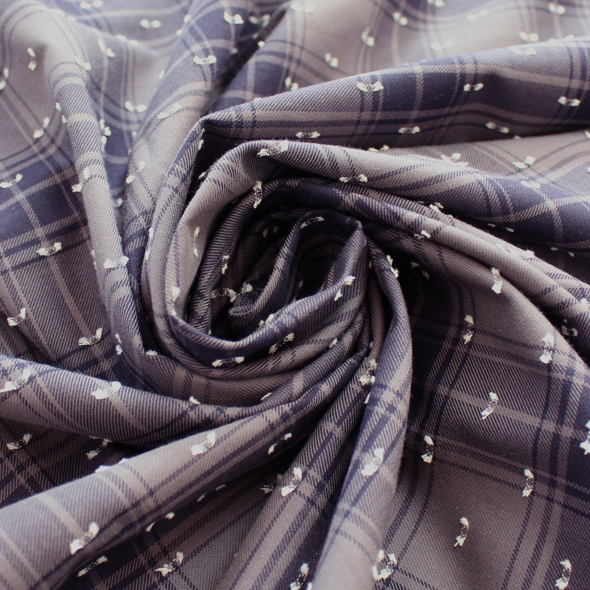 Italian 'Bacall' plaid fil coupé cotton twill, Oeko-Tex cert.
