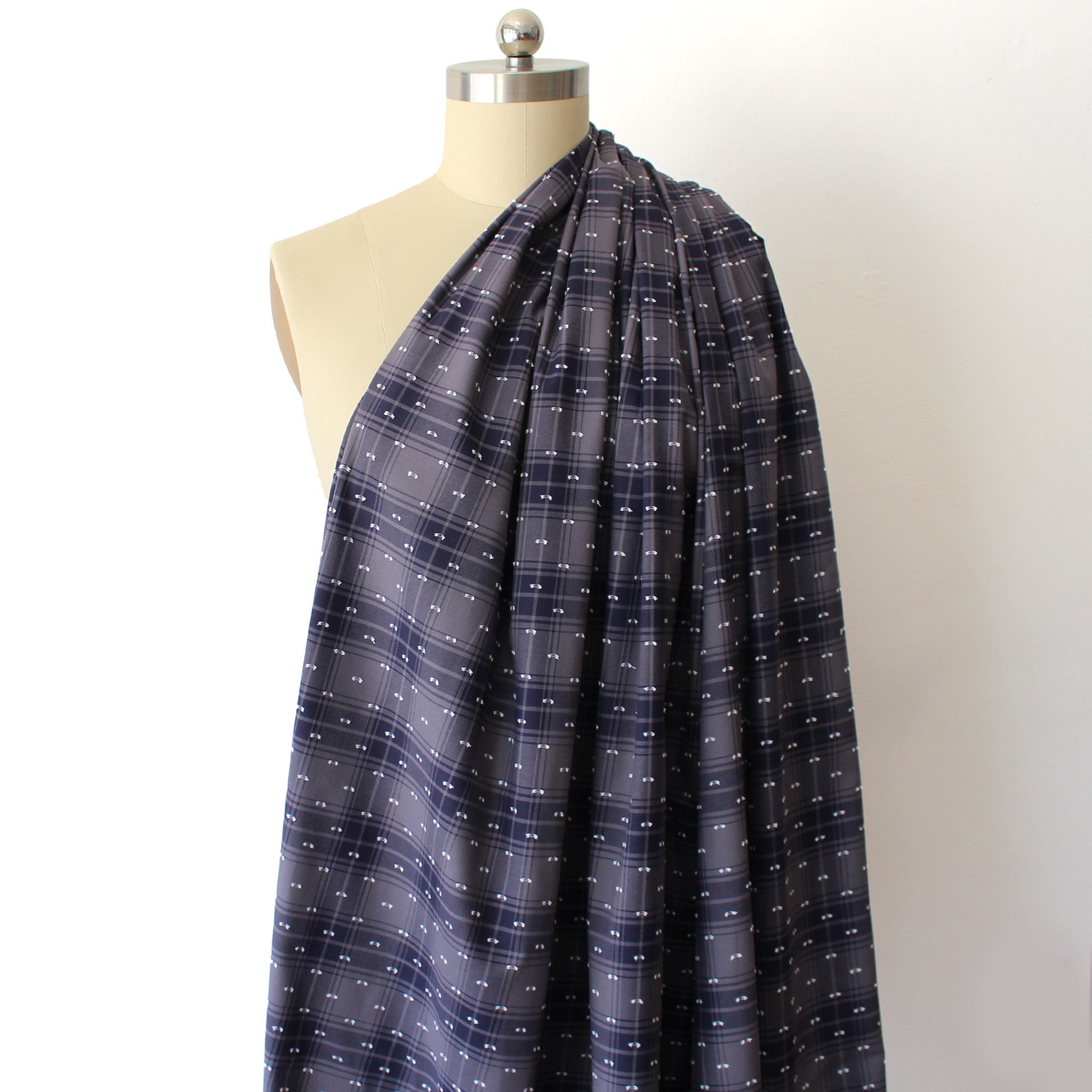 Italian 'Bacall' plaid fil coupé cotton twill, Oeko-Tex cert.