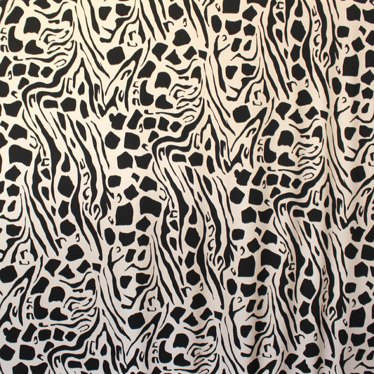 viscose knit jersey "animal impression" - black/ecru