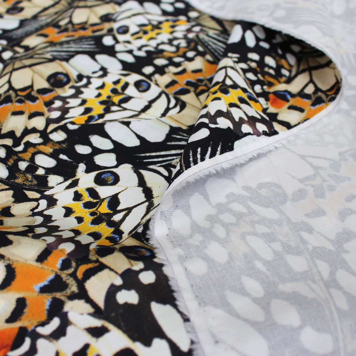 cotton sateen printed stretch woven 'butterfly effect'
