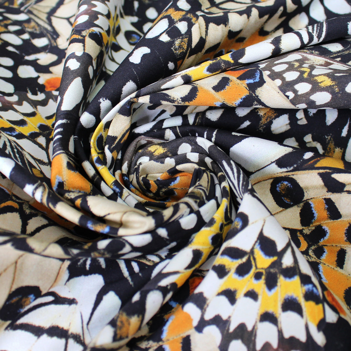 cotton sateen printed stretch woven 'butterfly effect'