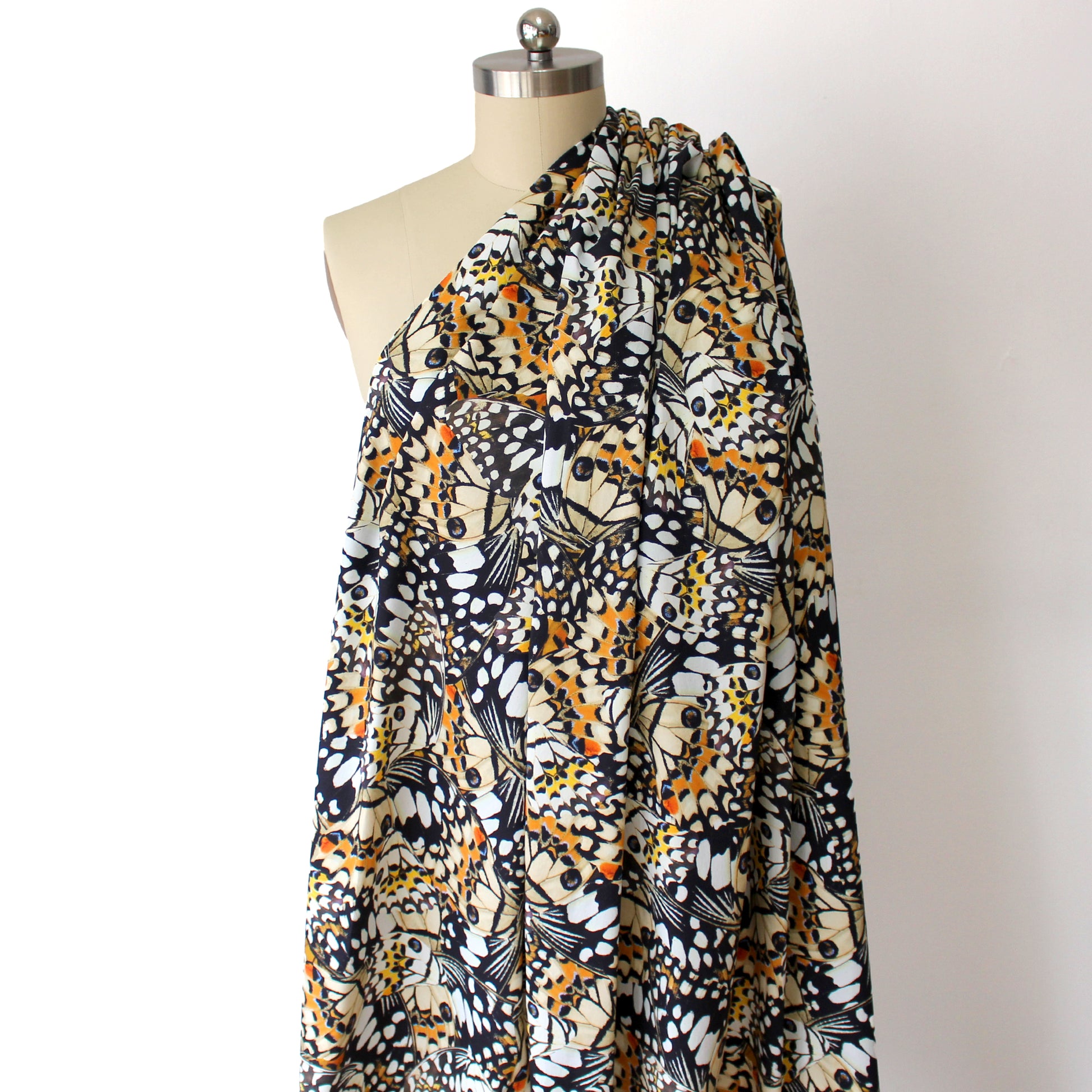 cotton sateen printed stretch woven 'butterfly effect'
