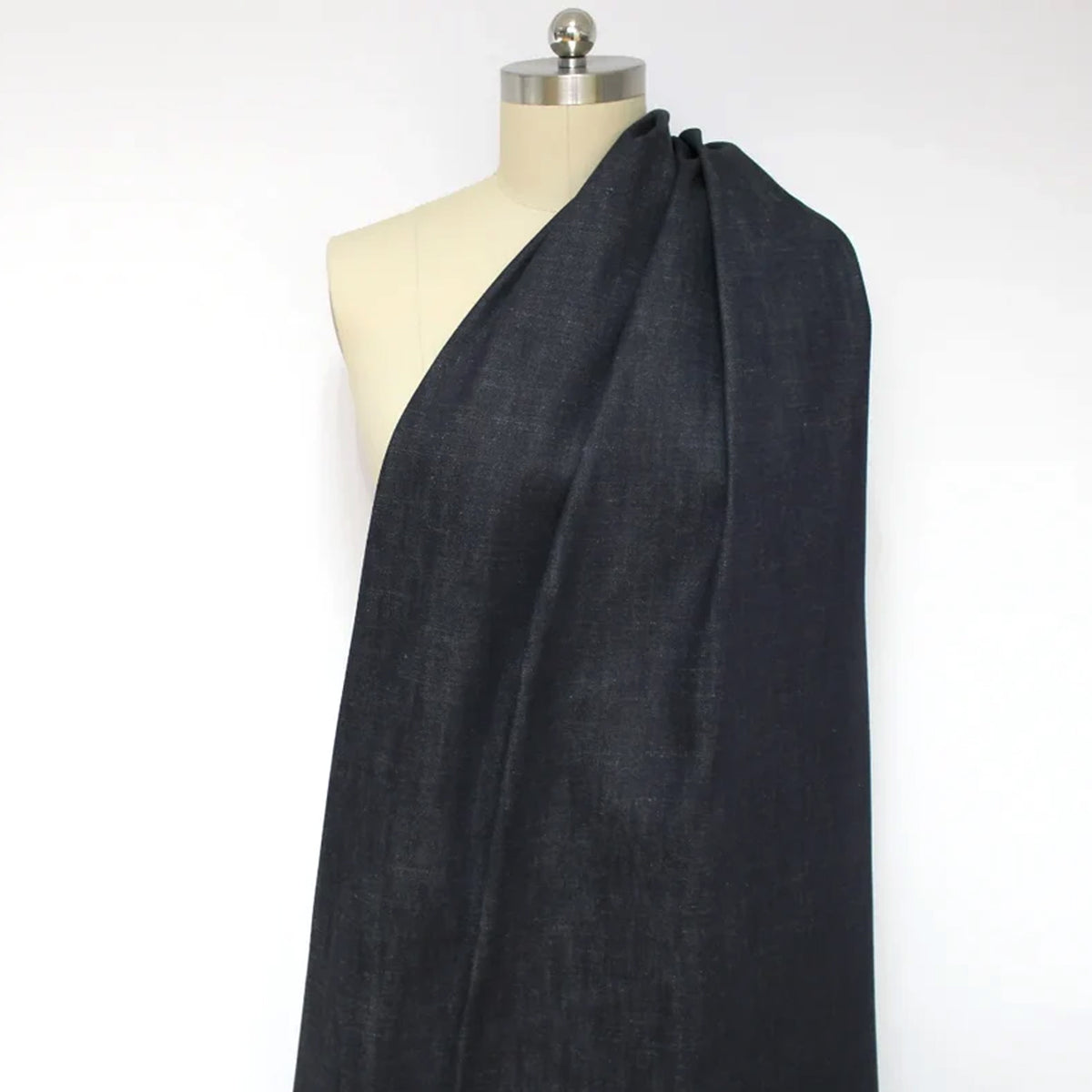 denim, cotton blend mid-weight stretch - indigo/sage