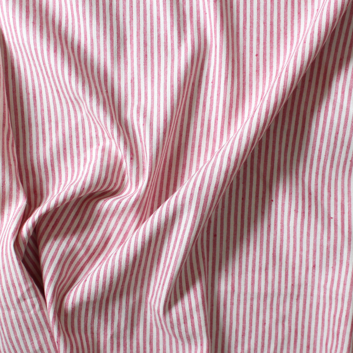 European linen/rayon stretch woven - red/cream stripe
