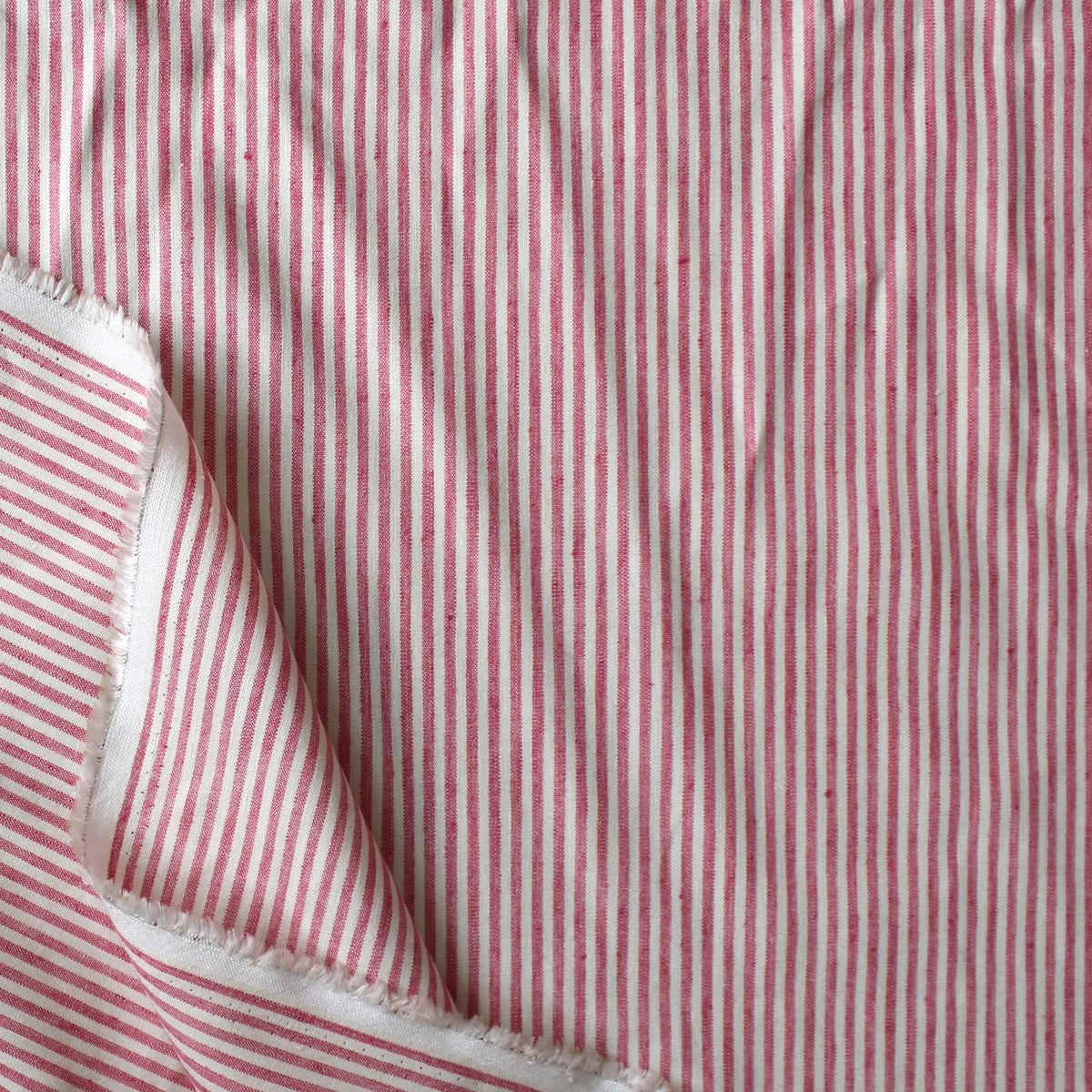 European linen/rayon stretch woven - red/cream stripe