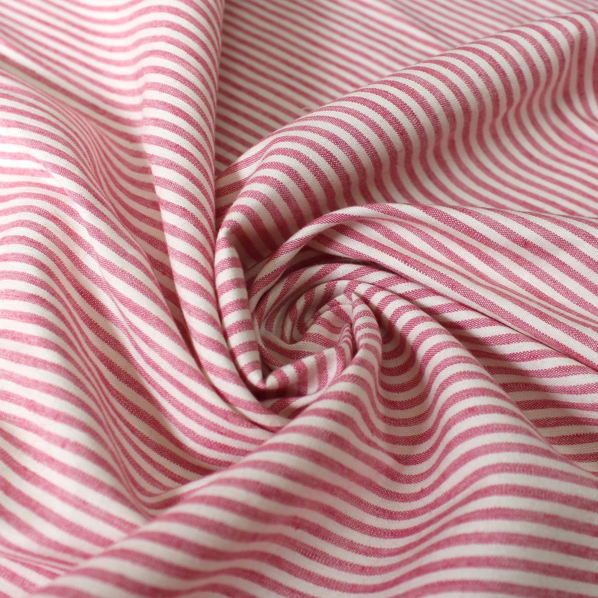 European linen/rayon stretch woven - red/cream stripe
