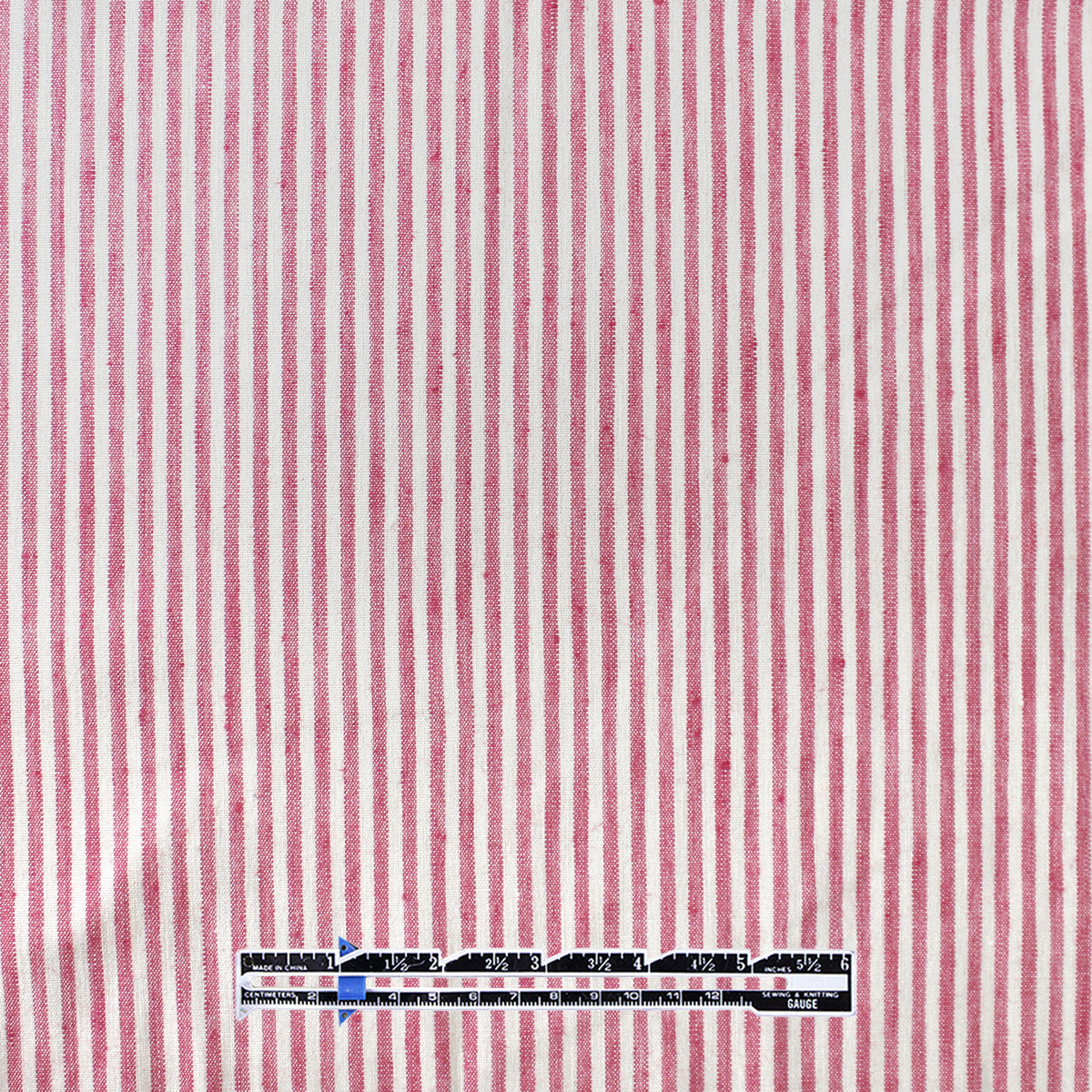 European linen/rayon stretch woven - red/cream stripe
