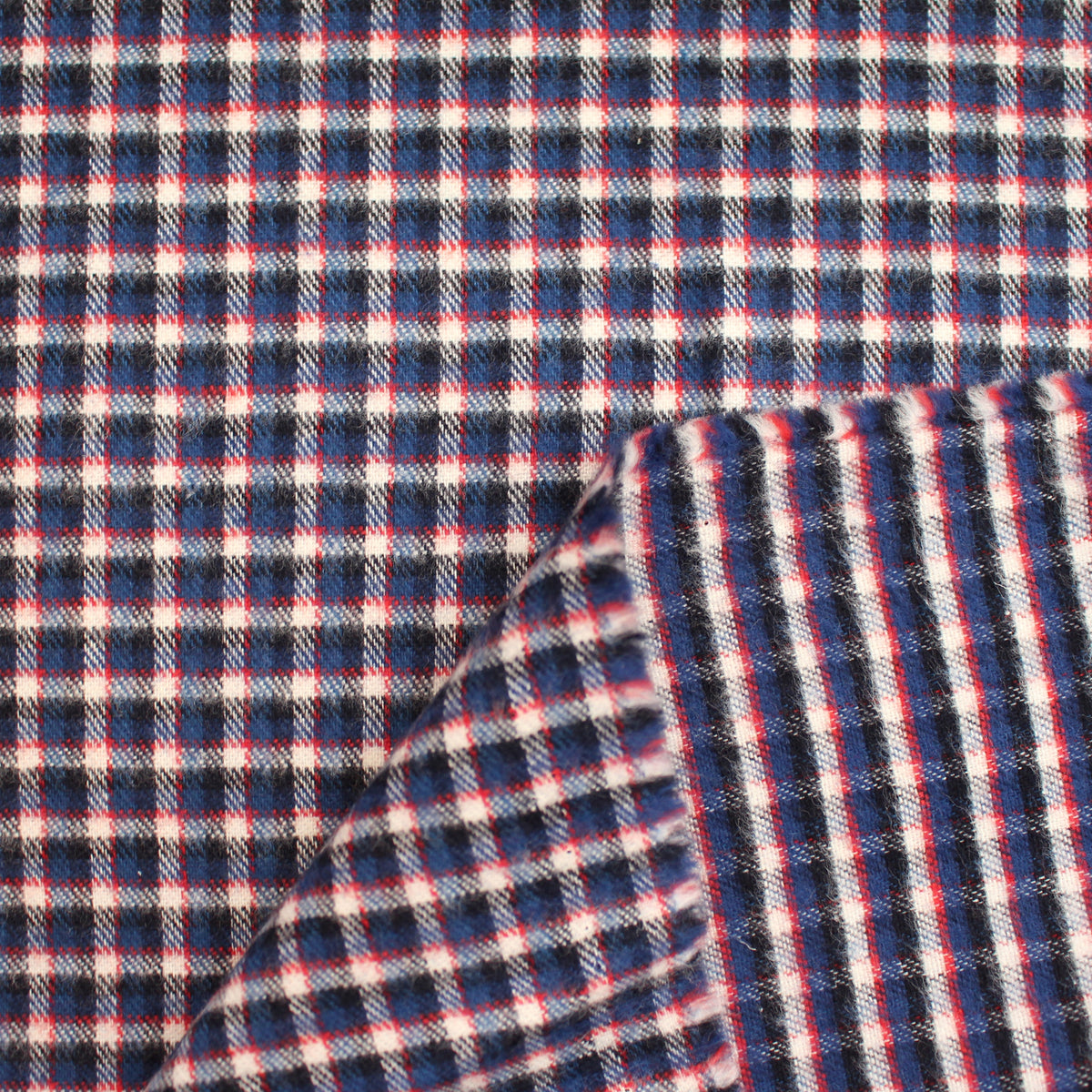 flannel, all-cotton super soft mid-weight woven - red/white/blue plaid
