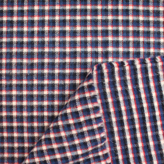 flannel, all-cotton super soft mid-weight woven - red/white/blue plaid