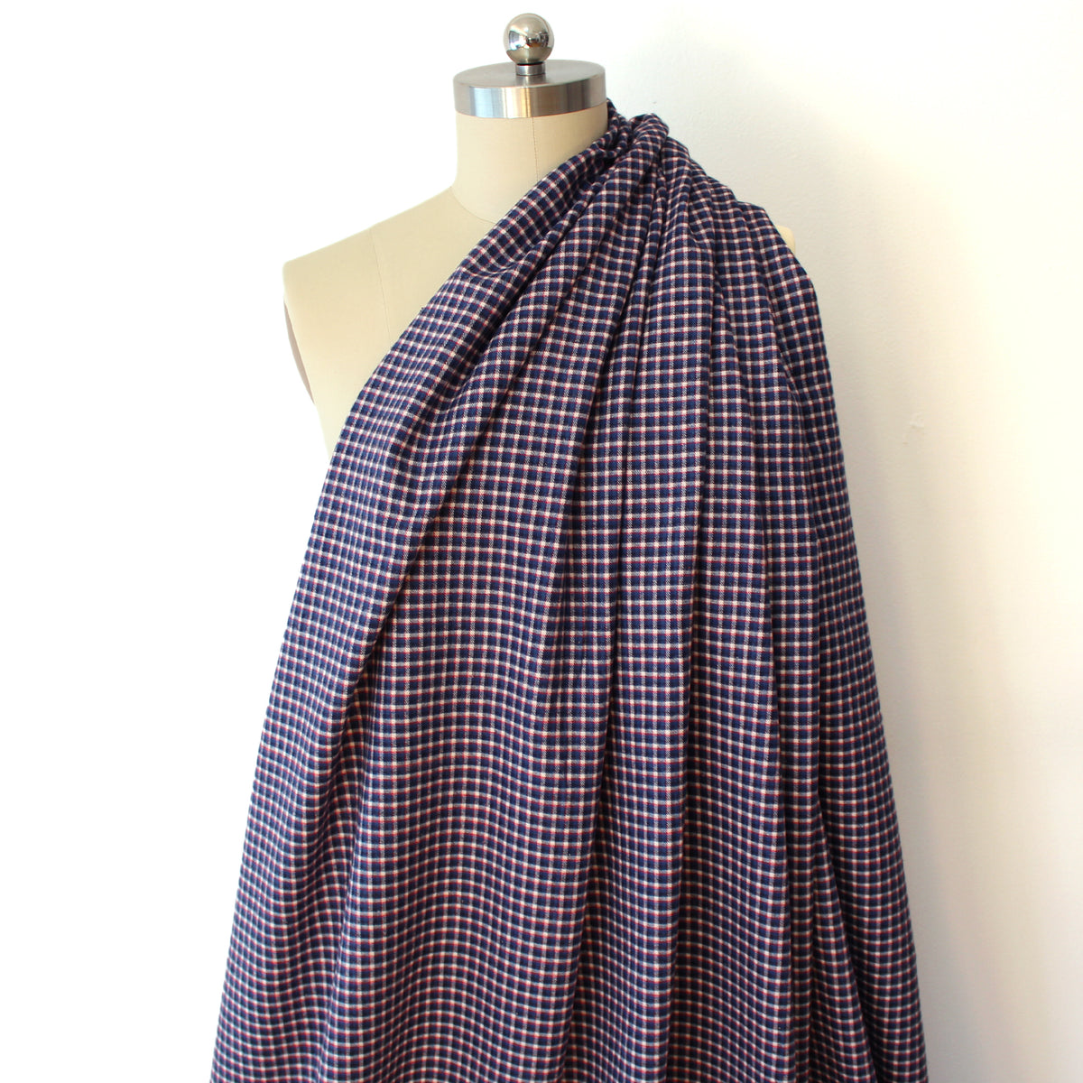 flannel, all-cotton super soft mid-weight woven - red/white/blue plaid
